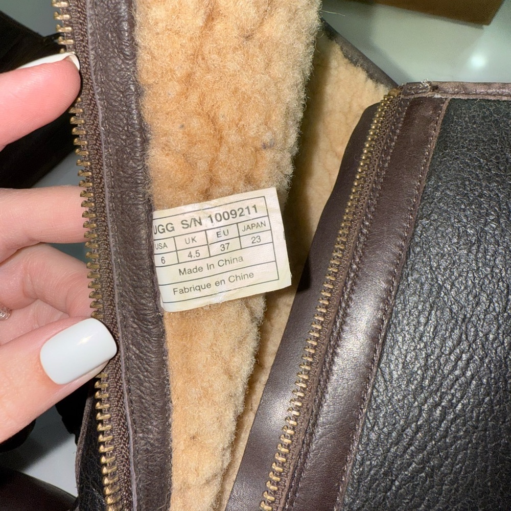 UGG Brown and Black Leather Riding Boots - Picture 5 of 5
